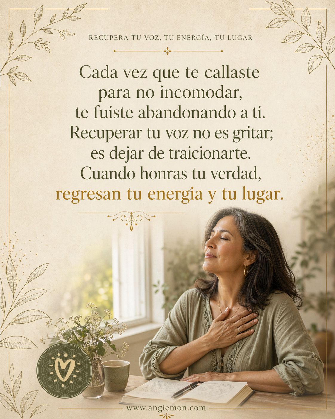 Mujer en paz consigo misma — Taller Vuelve a Ti